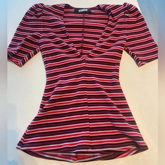 Reformation women’s striped fitted red top XS - Picture 5 of 8